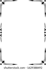 Black frame ornament on a white page. Design for text, invitations, menus, cards, posters etc. Vector illustration.