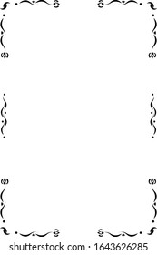 Black frame ornament on a white page. Design for text, invitations, menus, cards, posters etc. Vector illustration.