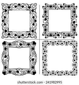 Black frame with ornamental border with hearts