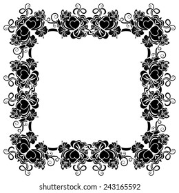 Black frame with ornamental border with hearts