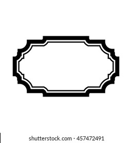 Black frame for picture. Beautiful simple design. Vintage style decorative border isolated on white background. Deco elegant art object. Empty copy space decoration, photo, banner. Vector illustration