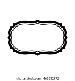 Black frame for picture. Beautiful simple design. Vintage style decorative border isolated on white background. Deco elegant art object. Empty copy space decoration, photo, banner. Vector illustration