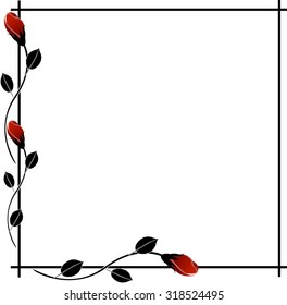 Black frame with red roses.