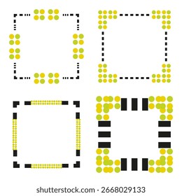 Black frame set. Sleek border icon. Striped line pattern. Vector design element. EPS 10.