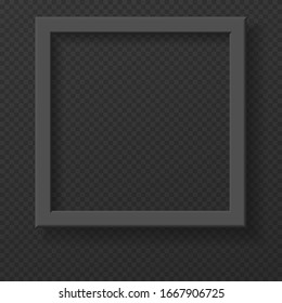 Schwarzer Rahmen für Text oder Bild mit weichem Schatten auf quadratischem Hintergrund