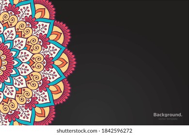black frame vector with Abstract mandala