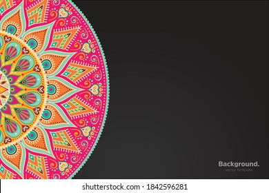 black frame vector with Abstract mandala