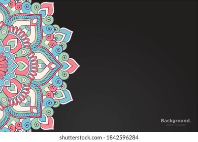 vector de cuadro negro con mandala abstracta