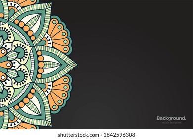 schwarzer Rahmenvektor mit Abstraktem Mandala