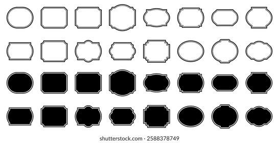 Black Frames different shapes. Label Frames. Vintage Frames. Frame Vector. Photo Frame