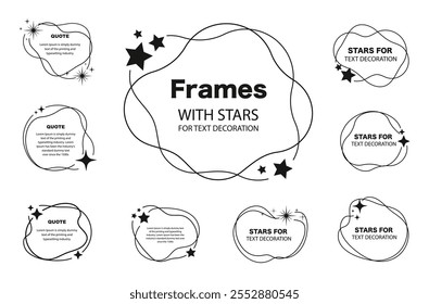 Quadros Pretos, Formas Geométricas com Estrelas Design para tex
