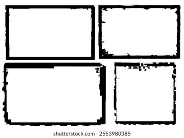 Black frames on a white background in grunge style