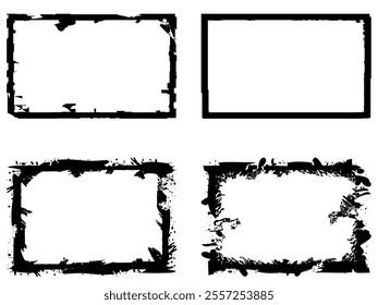 Black frames on a white background in grunge style