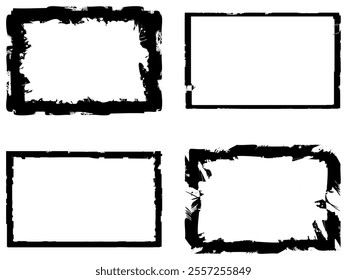 Black frames on a white background in grunge style