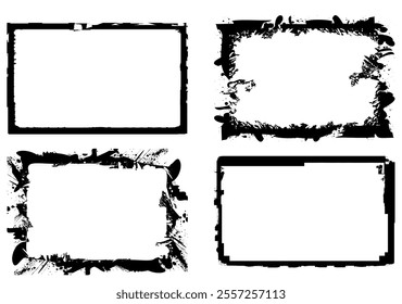 Black frames on a white background in grunge style