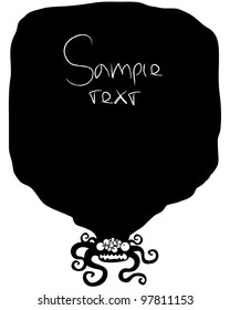 Black framework with the monster. Sample text