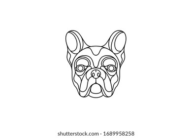 Black Frech Bulldog vector illustration in portrait mode