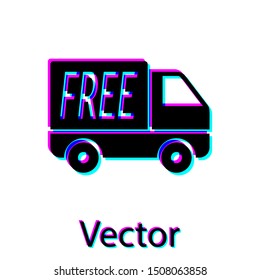 Black Free delivery service icon isolated on white background. Free shipping. 24 hour and fast delivery.  Vector Illustration