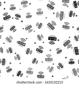 Black Free Wi-fi icon isolated seamless pattern on white background. Wi-fi symbol. Wireless Network icon. Wi-fi zone.  Vector Illustration