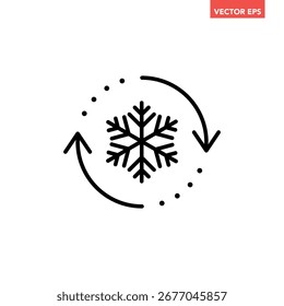 Schwarz Gefriertruhe Steuerlinie Symbol, automatische Kühlung oder Abtauung, Klimaanlage Auto oder Haus flach Design Vektor Piktogramm Vektor für App Web-Website-Taste ui ux Schnittstellenelemente einzeln auf weißem Hintergrund