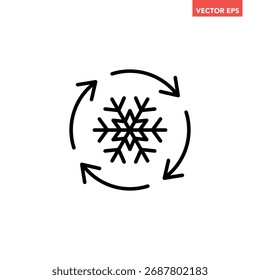 Black freezer control line icon, auto cooling or defrost, conditioning car or house flat design vector pictogram vector for app web website button ui ux interface elements isolated on white background