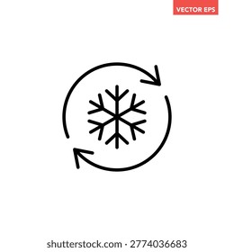 Black freezer control line icon, auto cooling or defrost, conditioning car or house flat design vector pictogram vector for app web website button ui ux interface elements isolated on white background