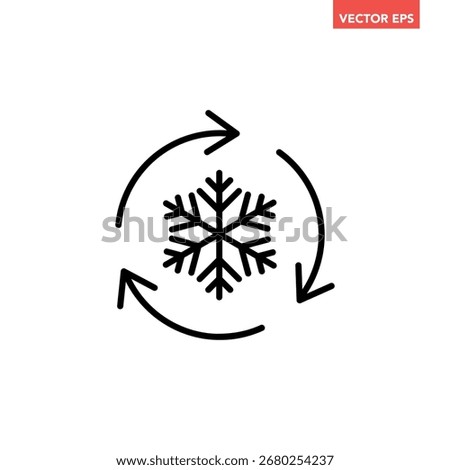 Black freezer control line icon, auto cooling or defrost, conditioning car or house flat design vector pictogram vector for app web website button ui ux interface elements isolated on white background