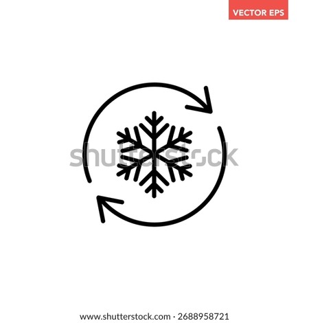 Black freezer control line icon, auto cooling or defrost, conditioning car or house flat design vector pictogram vector for app web website button ui ux interface elements isolated on white background