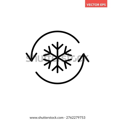Black freezer control line icon, auto cooling or defrost, conditioning car or house flat design vector pictogram vector for app web website button ui ux interface elements isolated on white background