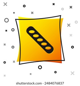 Black French baguette bread icon isolated on white background. Yellow square button. Vector