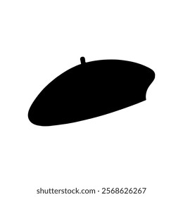 Black french beret hat silhouette vector illustration design on white background.