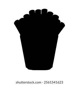 Black French fries silhouette vector illustration on white background
