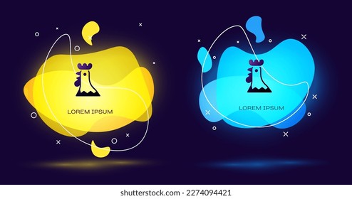 Black French rooster icon isolated on black background. Abstract banner with liquid shapes. Vector