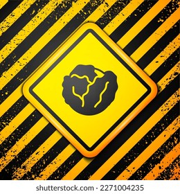 Black Fresh cabbage vegetable icon isolated on yellow background. Warning sign. Vector