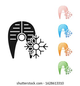 Black Fresh frozen fish steak icon isolated on white background. Set icons colorful. Vector Illustration