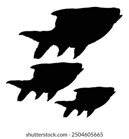 black freshwater ornamental fish silhouette vector design on a white background