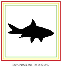 black freshwater ornamental fish silhouette vector design on a white background