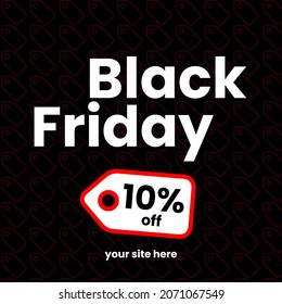 Black friday 10 percent vector template for social media with red label