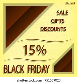 Black Friday, 15% discount. Sale, gifts.