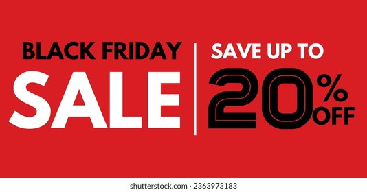 Black Friday 20% off discount for Limited time, promotional typography banner design 