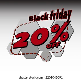 BLACK FRIDAY 20% OFF PROMOTION TAG, SALES BANNER AND STOCK BURST