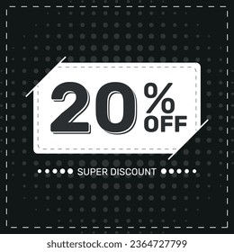 Viernes Negro 20% APAGADO. Superdescuento. Oferta Especial de Promoción de Descuentos. Descuento del 20%. Plantilla de banner de Black Square.