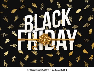 Black Friday 2019 vector banner design, paper style
