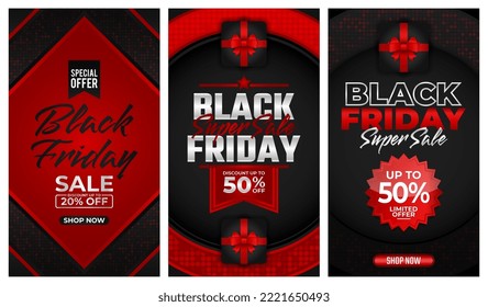 Black Friday 2022 Super Sale Promotion background for business retail promotion, banner, poster, social media, feed, story, web. Vector illustration