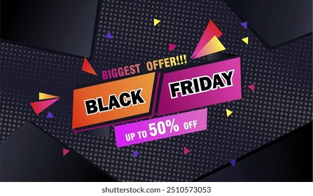 Black friday 2024 maior oferta banner com fundo rosa preto moderno. Fundo de sexta-feira preta, modelo, cartaz, promoção de mídias sociais, voucher. Ilustração de vetor