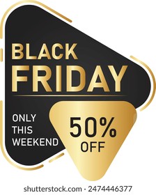 Black Friday 2024 golden color traingle offer badge design vector