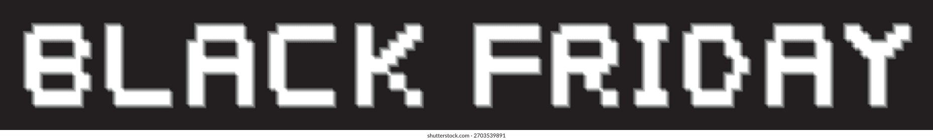 Black Friday 2026 efecto óptico de tipografía de píxeles distorsionados para diseños de tecnología y marketing moderno para fondo negro: estilo digital retro de borde borroso con efecto de ilusión óptica de falla. Vector.