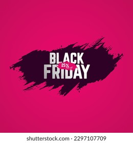 Black Friday 25 percent sale off concept for promotion discount vector illustration templaes design, sale off text on pink background