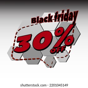 BLACK FRIDAY 30% OFF PROMOTION TAG, SALES BANNER AND STOCK BURST