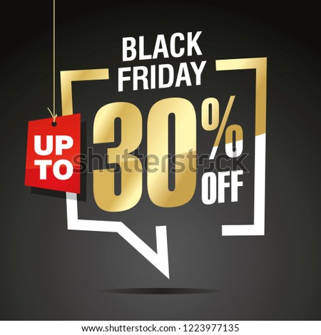 Black Friday 30 percent off sale isolated gold white red black sticker icon